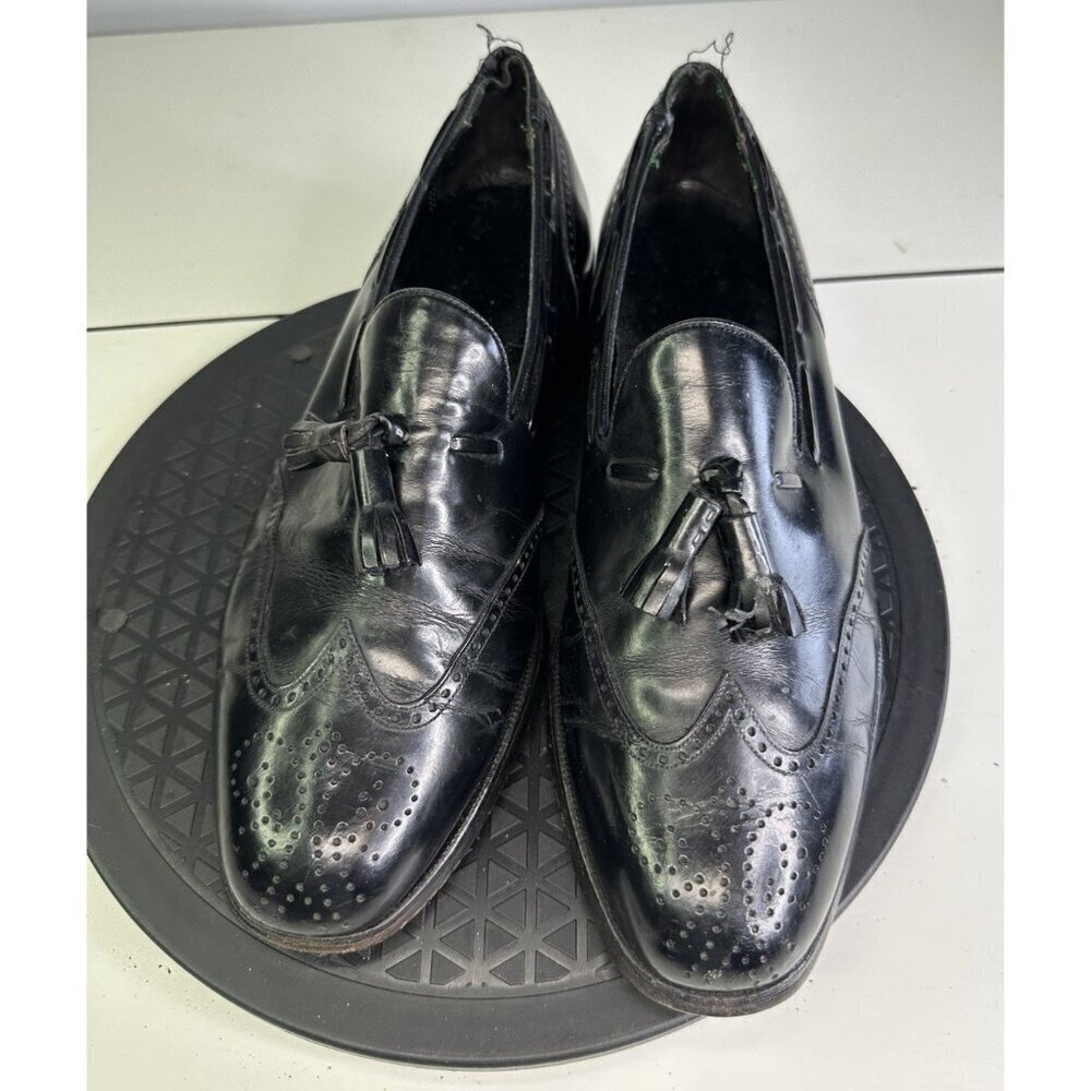 Florsheim Imperial Mens Leather Tasseled Loafers Shoes Size 9.5 C Black Slip On